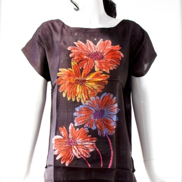 VTG 70's India Hand Blocked SILK Shirt - Picture 4 of 5